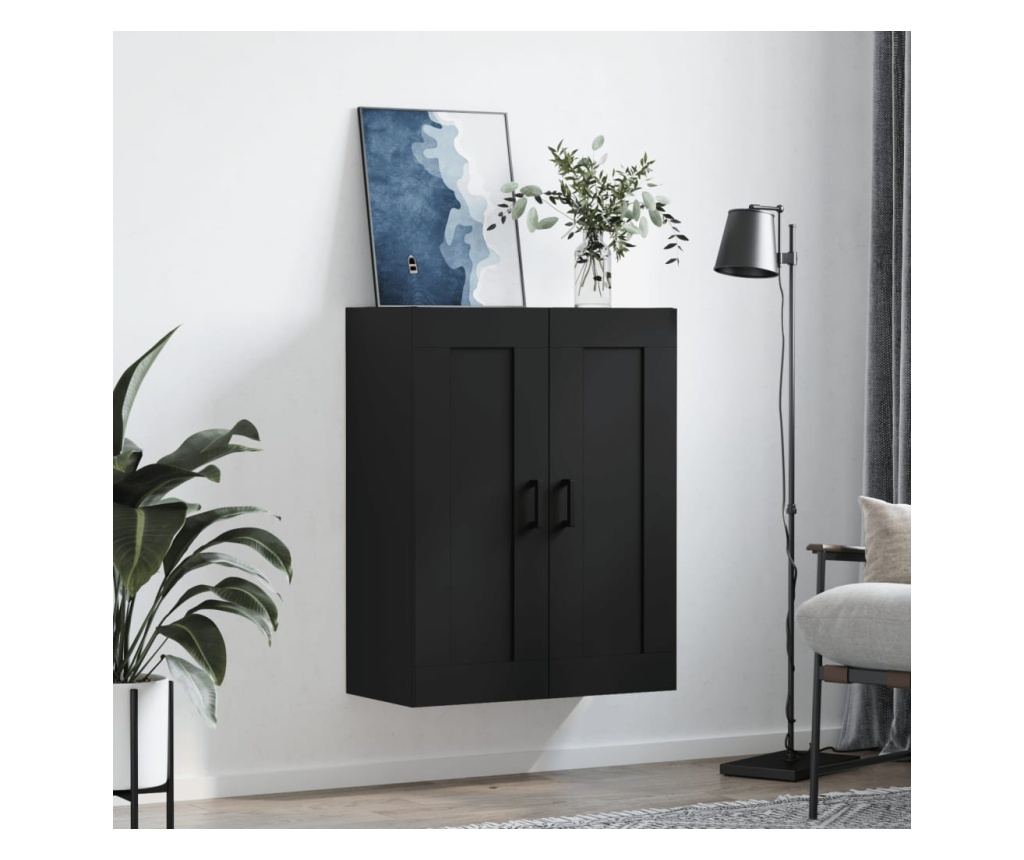 Zidni ormarić, crni, 69,5x34x90 cm, obrađeno drvo - 3