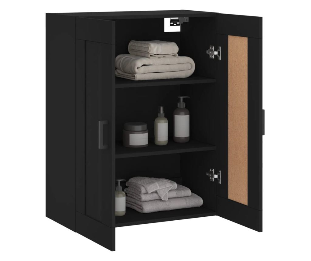 Zidni ormarić, crni, 69,5x34x90 cm, obrađeno drvo - 5
