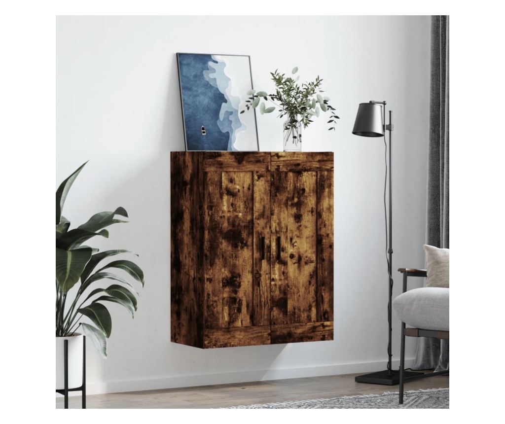 Zidni ormarić, dimljeni hrast, 69,5x34x90 cm, konstruirano drvo - 3