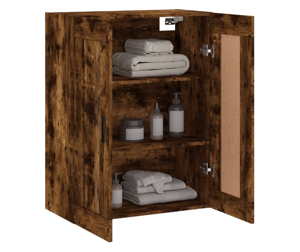 Zidni ormarić, dimljeni hrast, 69,5x34x90 cm, konstruirano drvo - 5