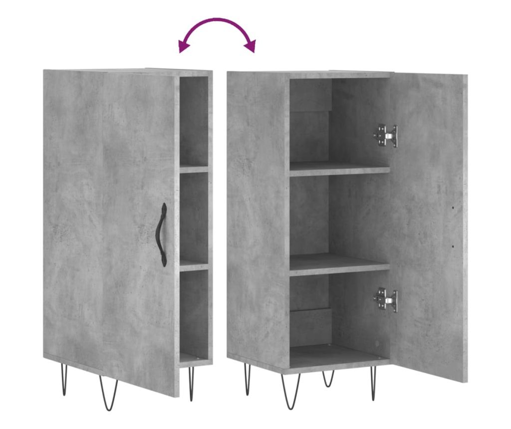 Ormarić, betonsko siva, 34,5x34x90 cm, konstruirano drvo - 9