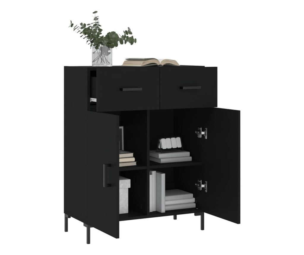 "Komoda, crna, 69,5x34x90 cm, kompozitno drvo" - 4