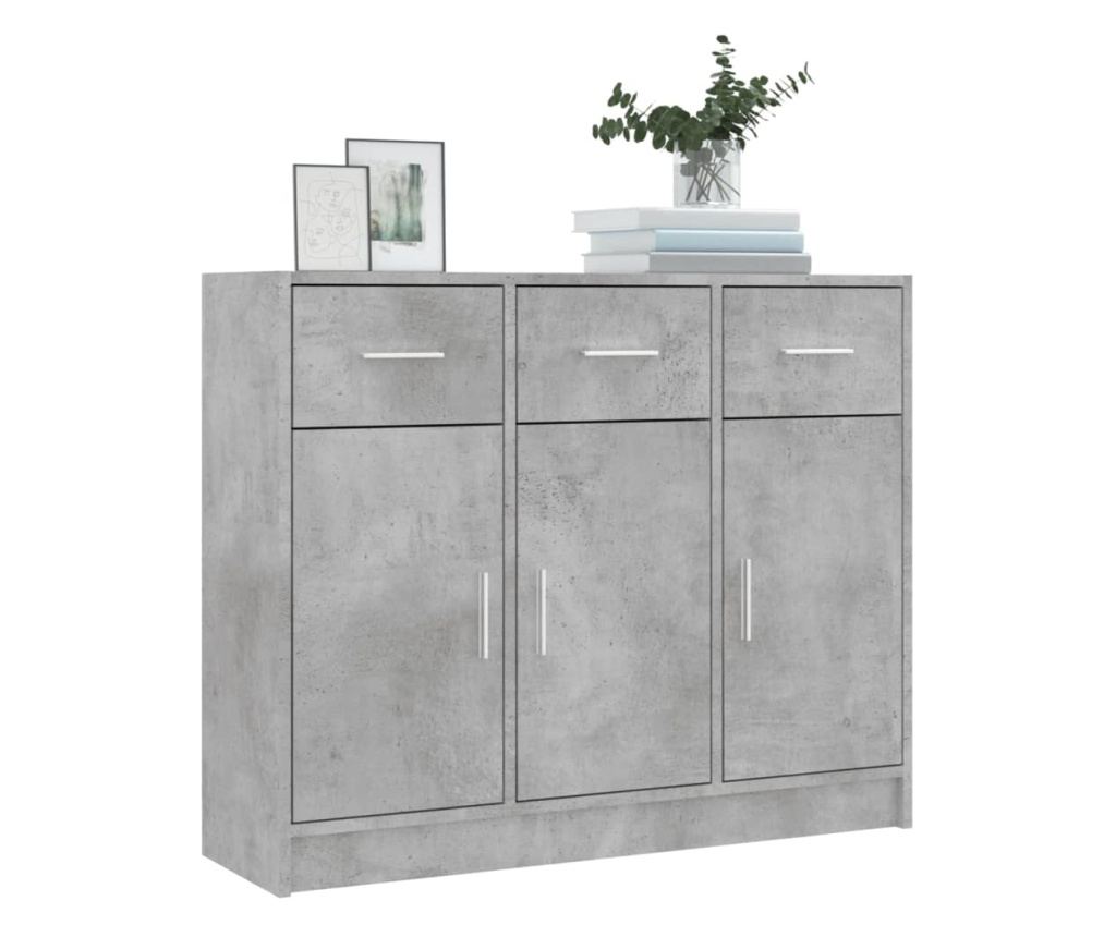 Komoda, betonsko siva, 91x28x75 cm, konstruirano drvo - 3