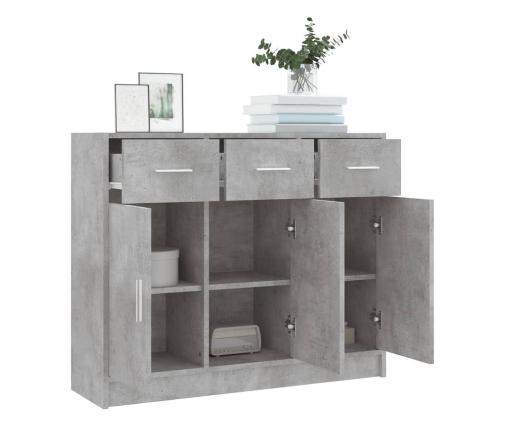 Komoda, betonsko siva, 91x28x75 cm, konstruirano drvo - 4