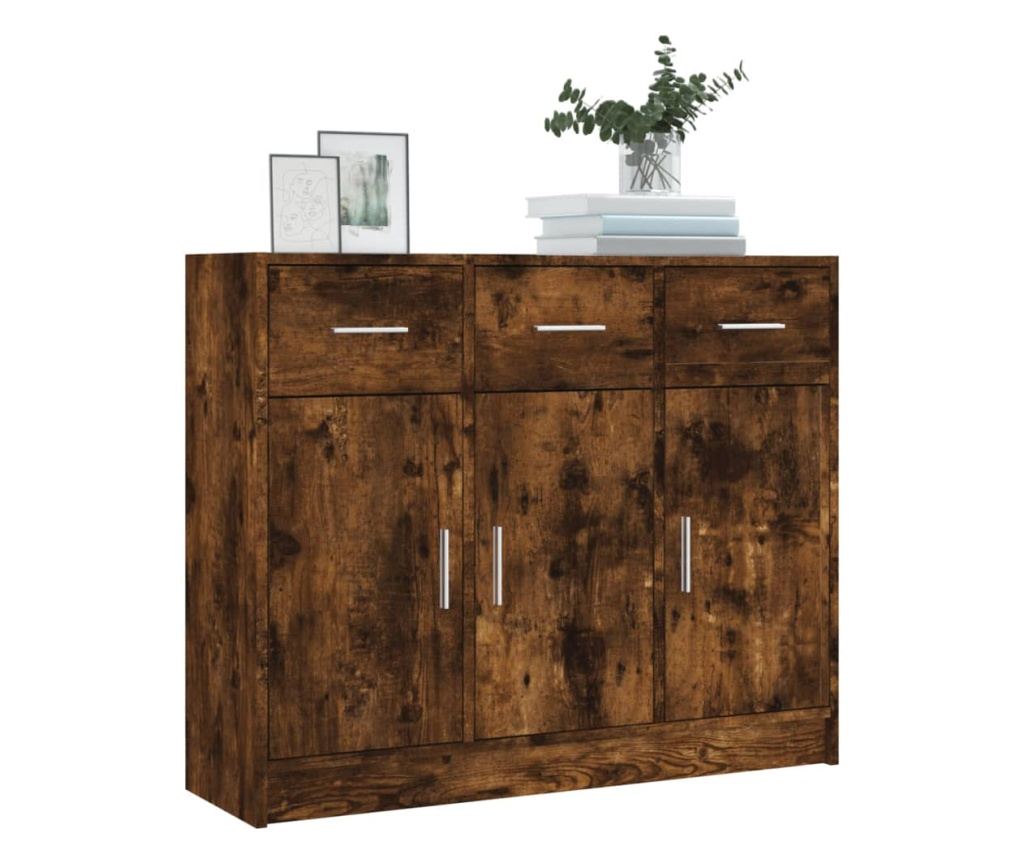 Ormarić, dimljeni hrast, 91x28x75 cm, konstruirano drvo - 3