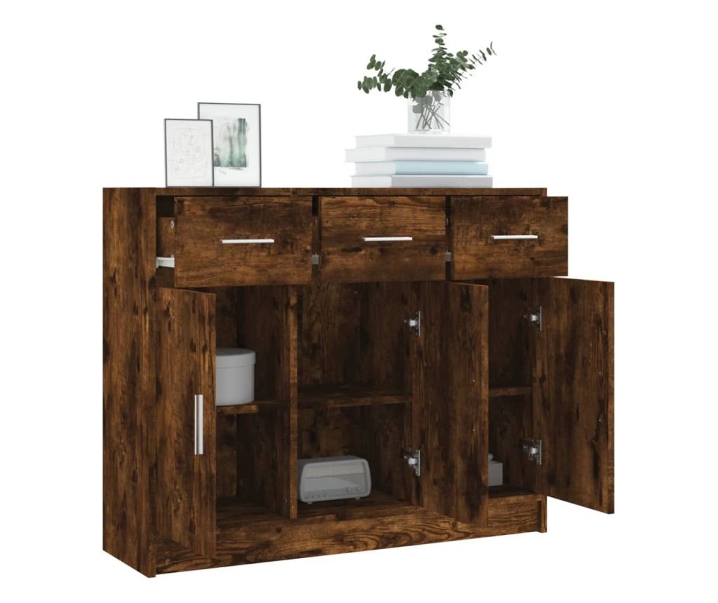 Ormarić, dimljeni hrast, 91x28x75 cm, konstruirano drvo - 4