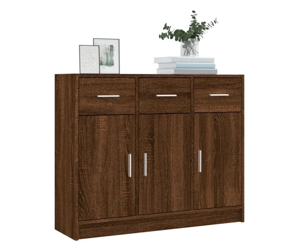 "Komoda, smeđi hrast, 91x28x75 cm, obrađeno drvo" - 3