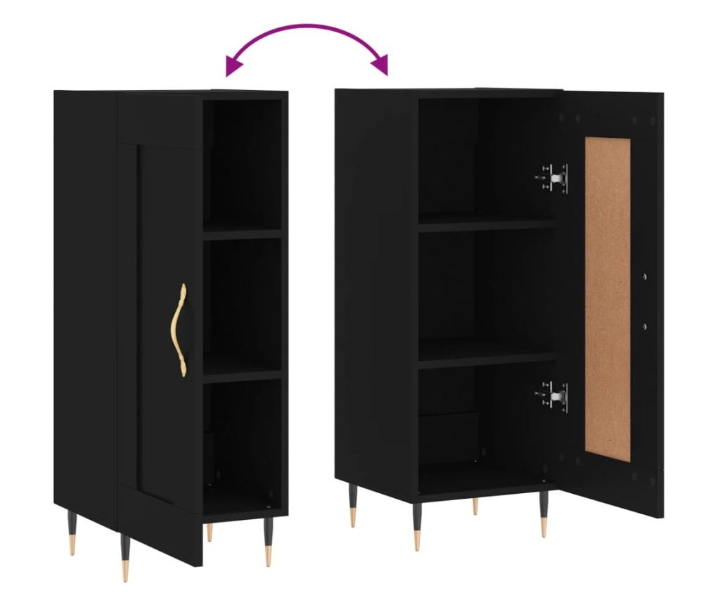 Konzola, crna, 34,5x34x90 cm, kompozitno drvo - 9