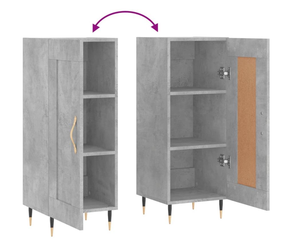 Ormarić, betonsko siva, 34,5x34x90 cm, konstruirano drvo - 9