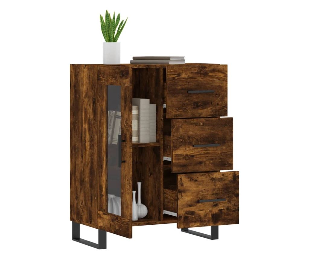 Komoda, dimljeni hrast, 69,5x34x90 cm, kompozitno drvo - 4