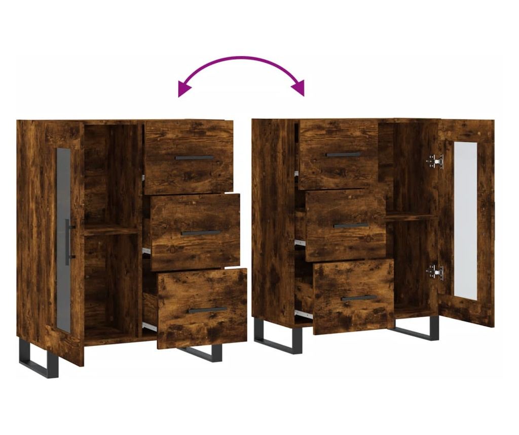 Komoda, dimljeni hrast, 69,5x34x90 cm, kompozitno drvo - 9