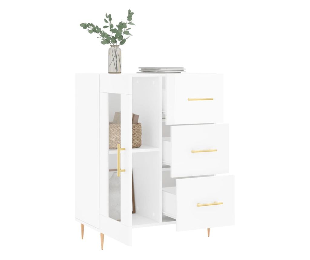 Komoda, sjajno bijela, 69,5x34x90 cm, kompozitno drvo - 4