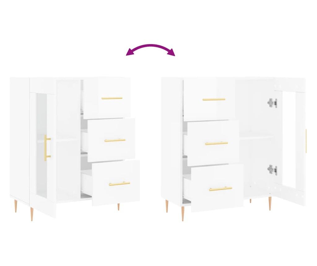 Komoda, sjajno bijela, 69,5x34x90 cm, kompozitno drvo - 9