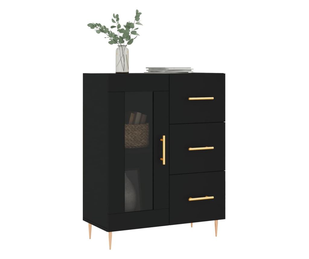 Konzola, crna, 69,5x34x90 cm, kompozitno drvo - 3