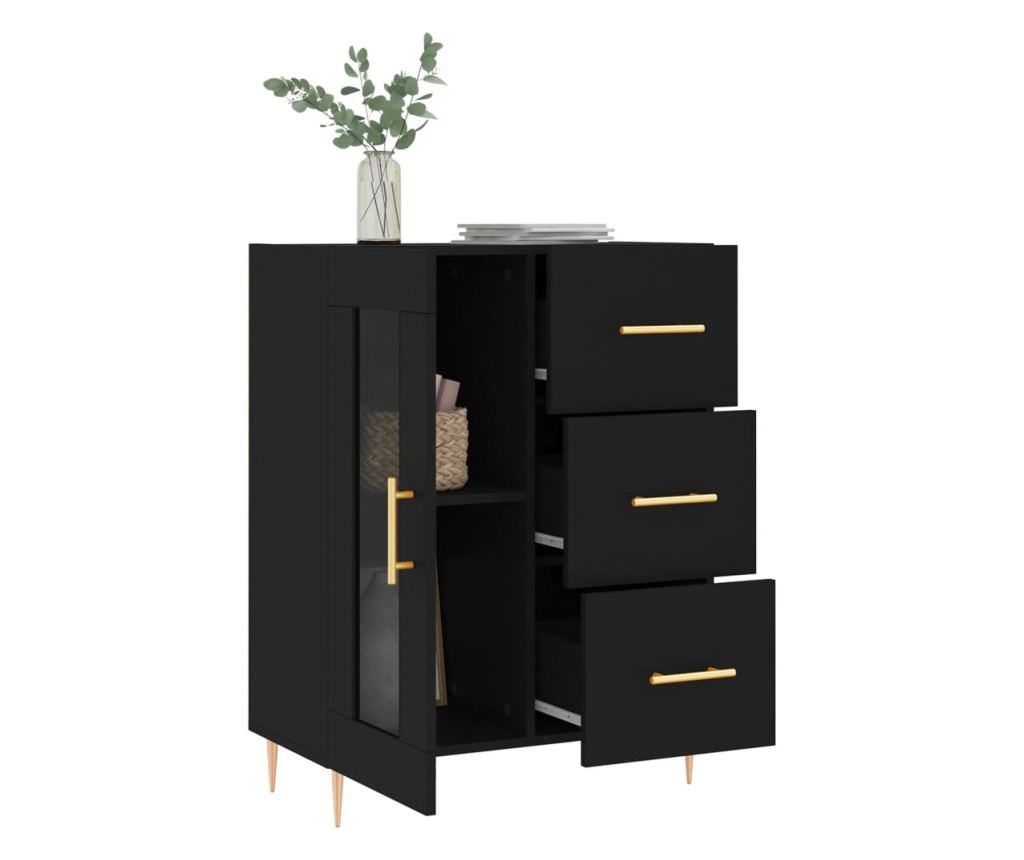 Konzola, crna, 69,5x34x90 cm, kompozitno drvo - 4