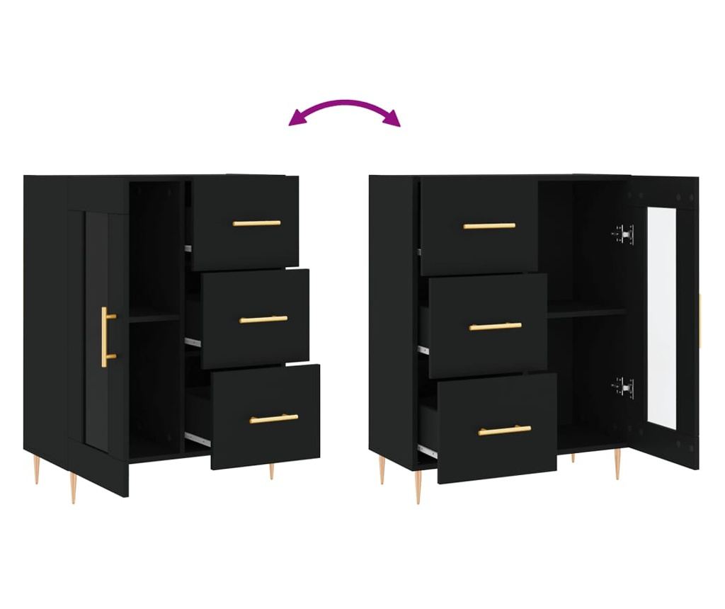 Konzola, crna, 69,5x34x90 cm, kompozitno drvo - 9