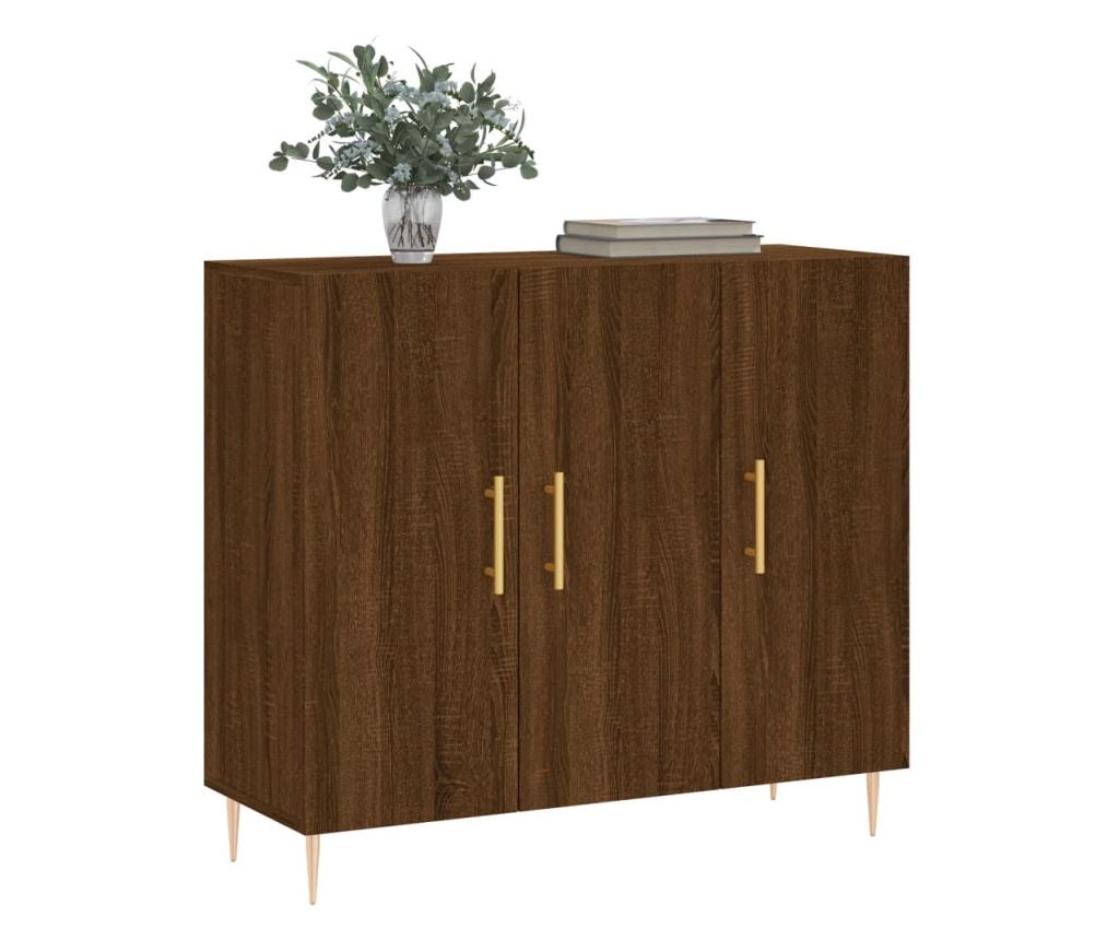 Komoda, smeđi hrast, 90x34x80 cm, kompozitno drvo - 3