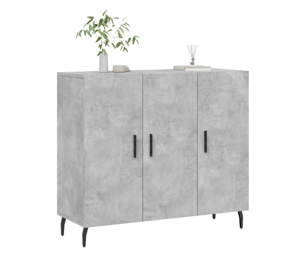 Ormarić, betonsko siva, 90x34x80 cm, konstruirano drvo - 3