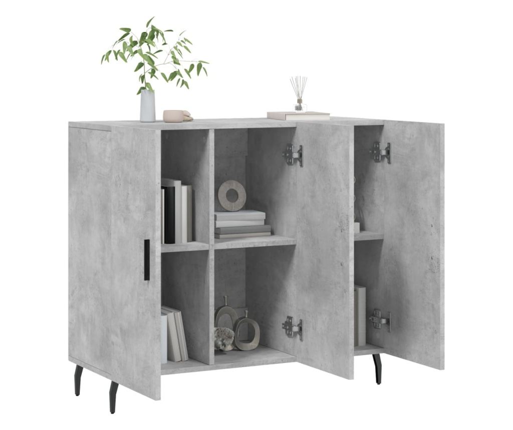 Ormarić, betonsko siva, 90x34x80 cm, konstruirano drvo - 4