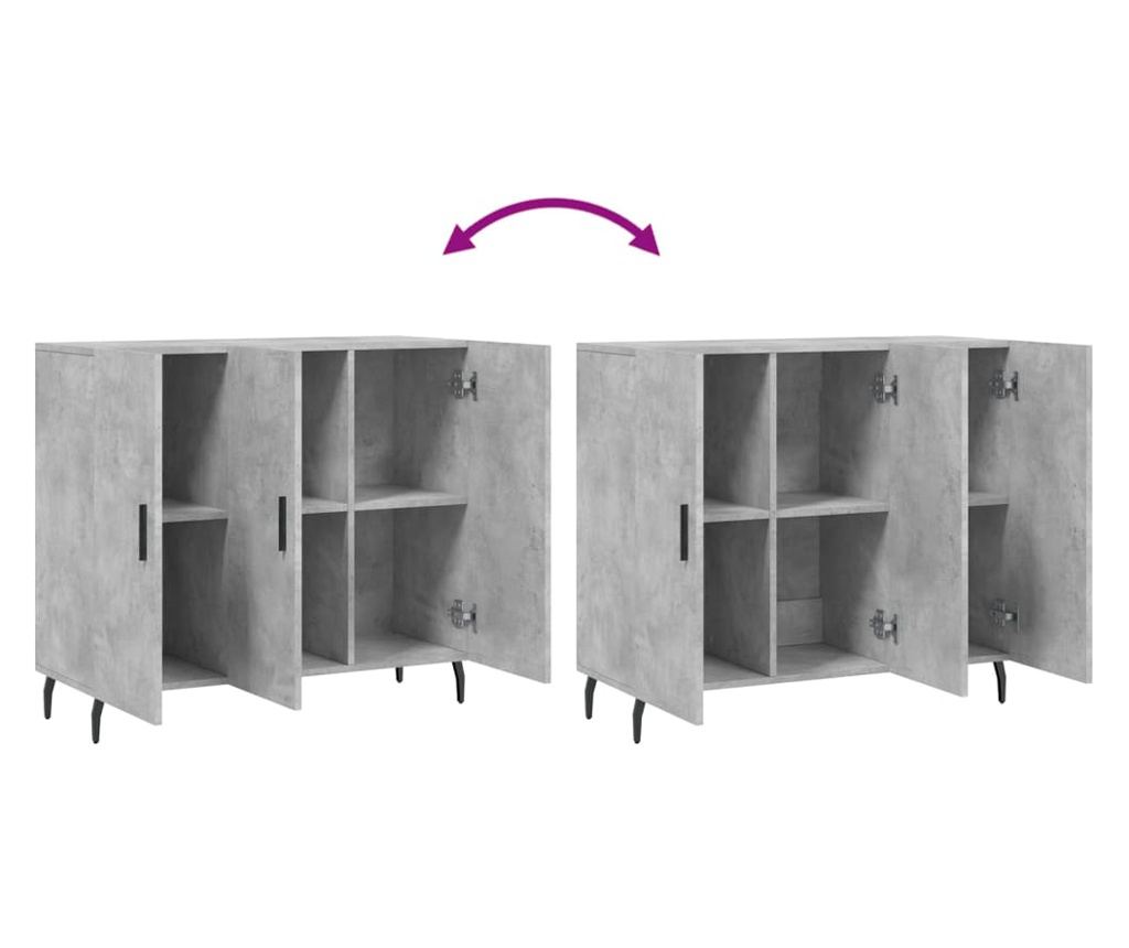 Ormarić, betonsko siva, 90x34x80 cm, konstruirano drvo - 9