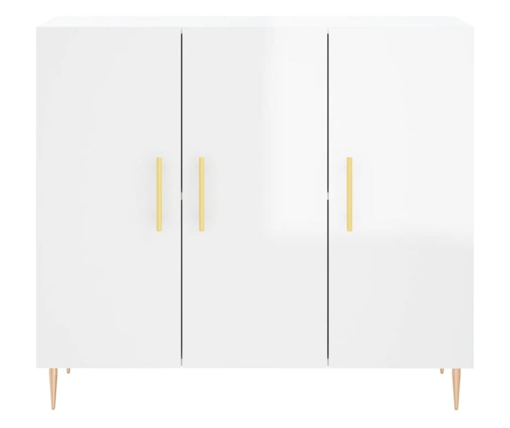 Konzola, bijela visokog sjaja, 90x34x80 cm, kompozitno drvo - 6