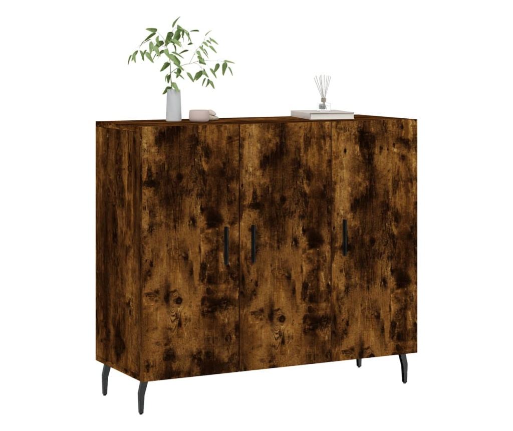 Ormarić, dimljeni hrast, 90x34x80 cm, Konstruirano drvo - 3