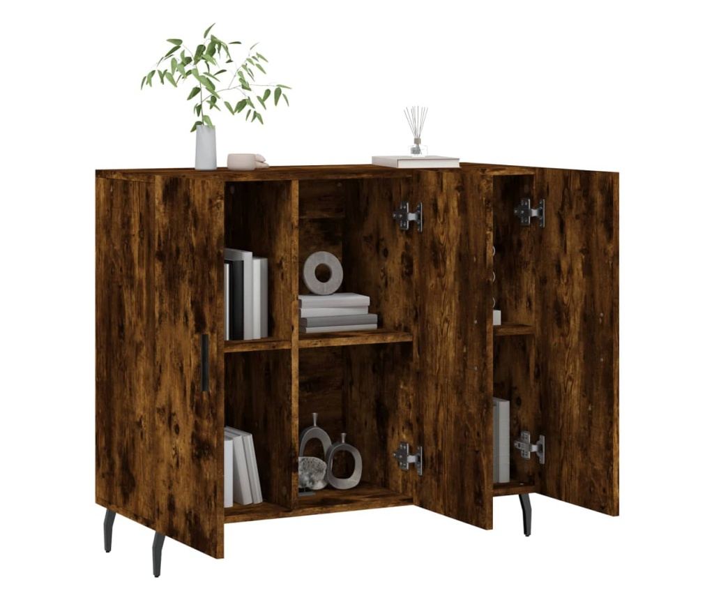 Ormarić, dimljeni hrast, 90x34x80 cm, Konstruirano drvo - 4