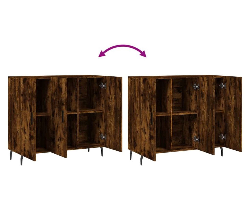 Ormarić, dimljeni hrast, 90x34x80 cm, Konstruirano drvo - 9