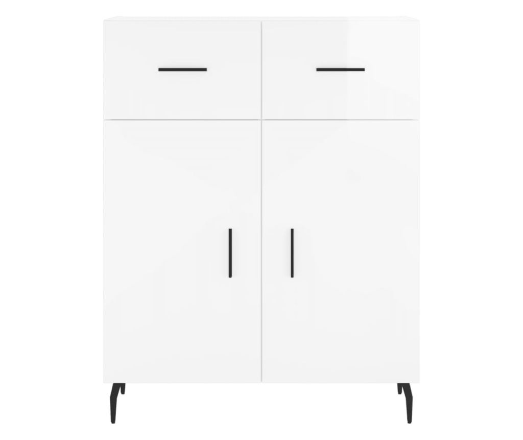 Visoka ormar, sjajno bijela, 69,5x34x180 cm, kompozitno drvo - 8