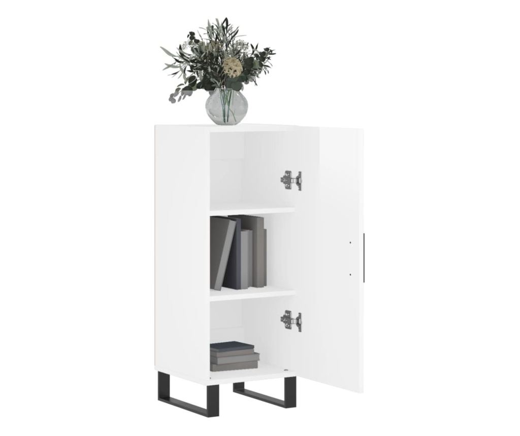 Komoda, sjajno bijela, 34,5x34x90 cm, kompozitno drvo - 4