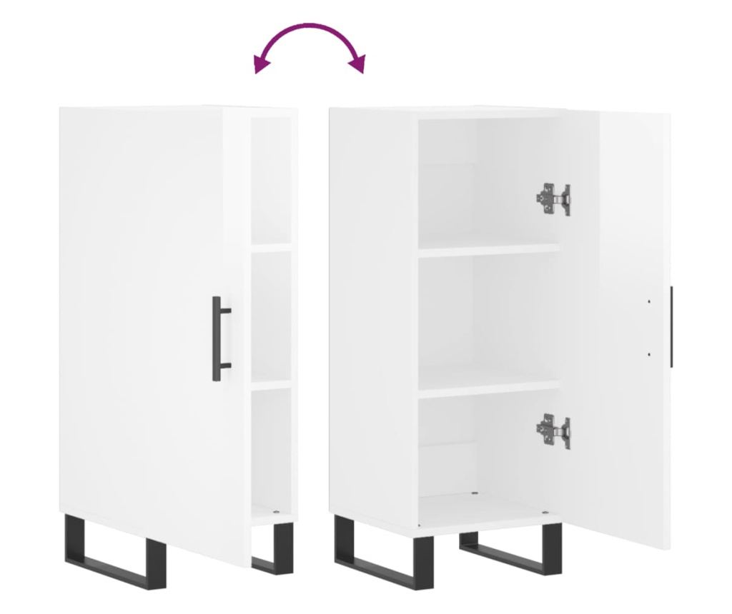 Komoda, sjajno bijela, 34,5x34x90 cm, kompozitno drvo - 9