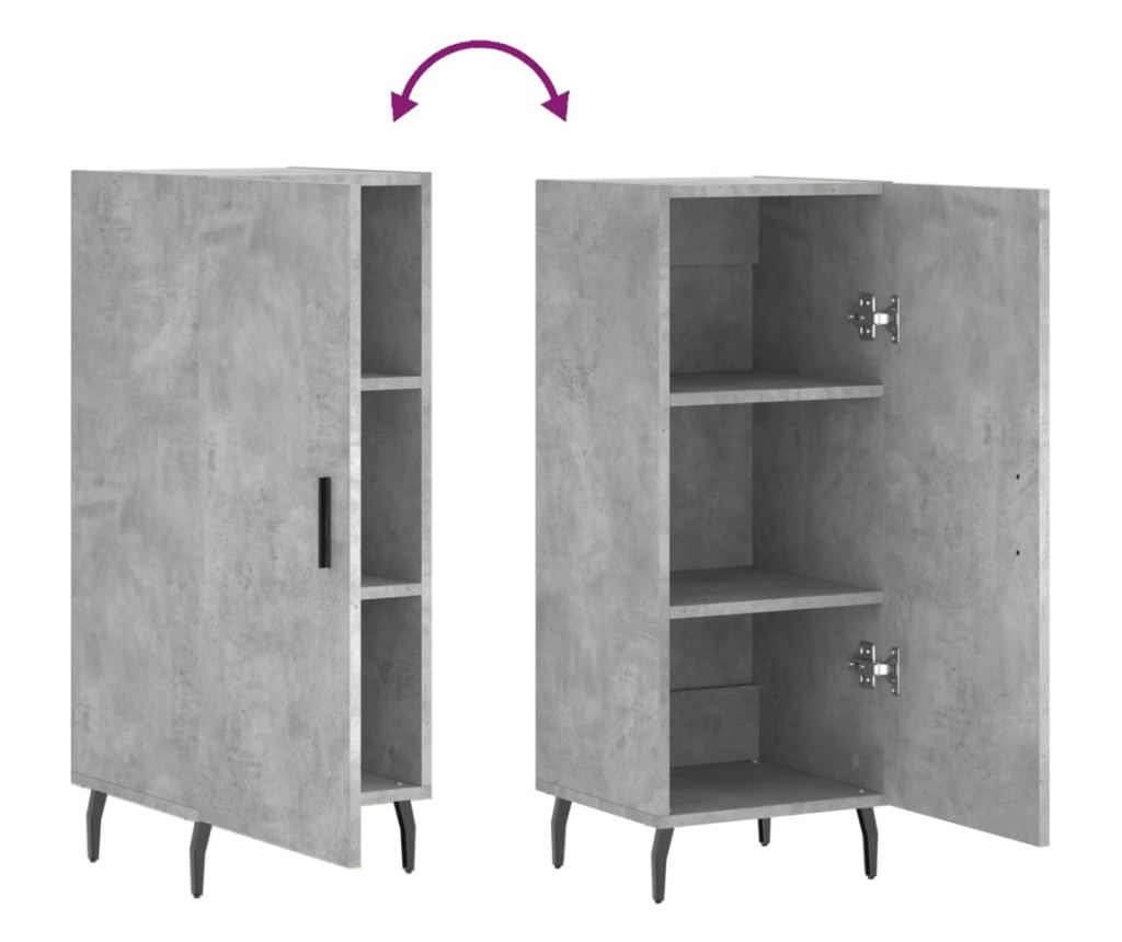 Ormarić, betonsko siva, 34,5x34x90 cm, konstruirano drvo - 9