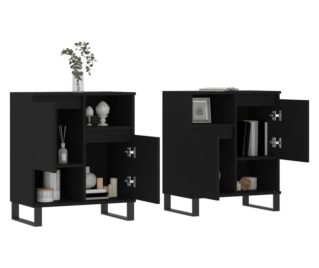 Setovi, 2 komada, crna, obrađeno drvo - 3