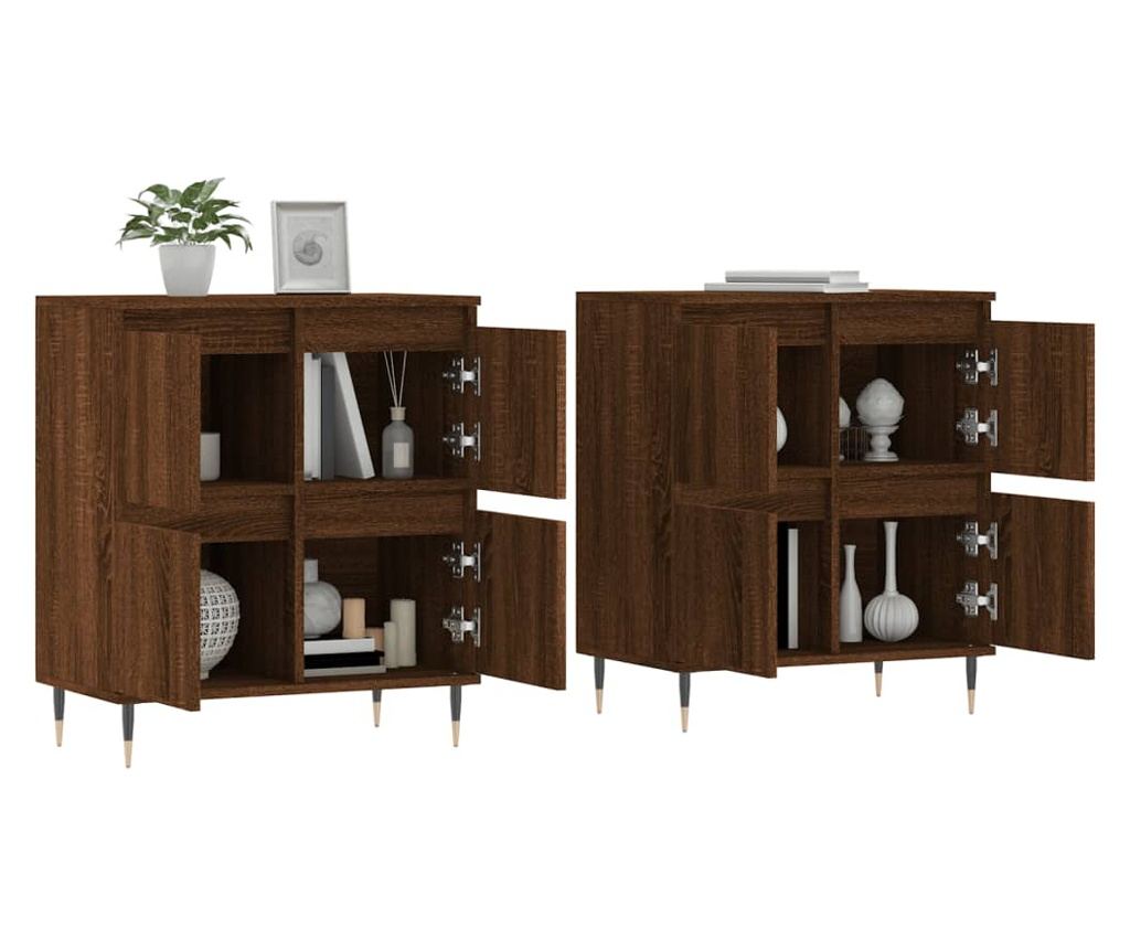 Setovi, 2 kom., smeđi hrast, obrađeno drvo - 3