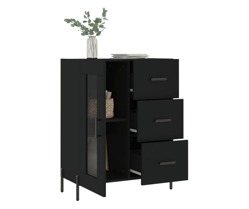 Ormarić za posuđe, crni, 69,5x34x90 cm, kompozitno drvo - 4