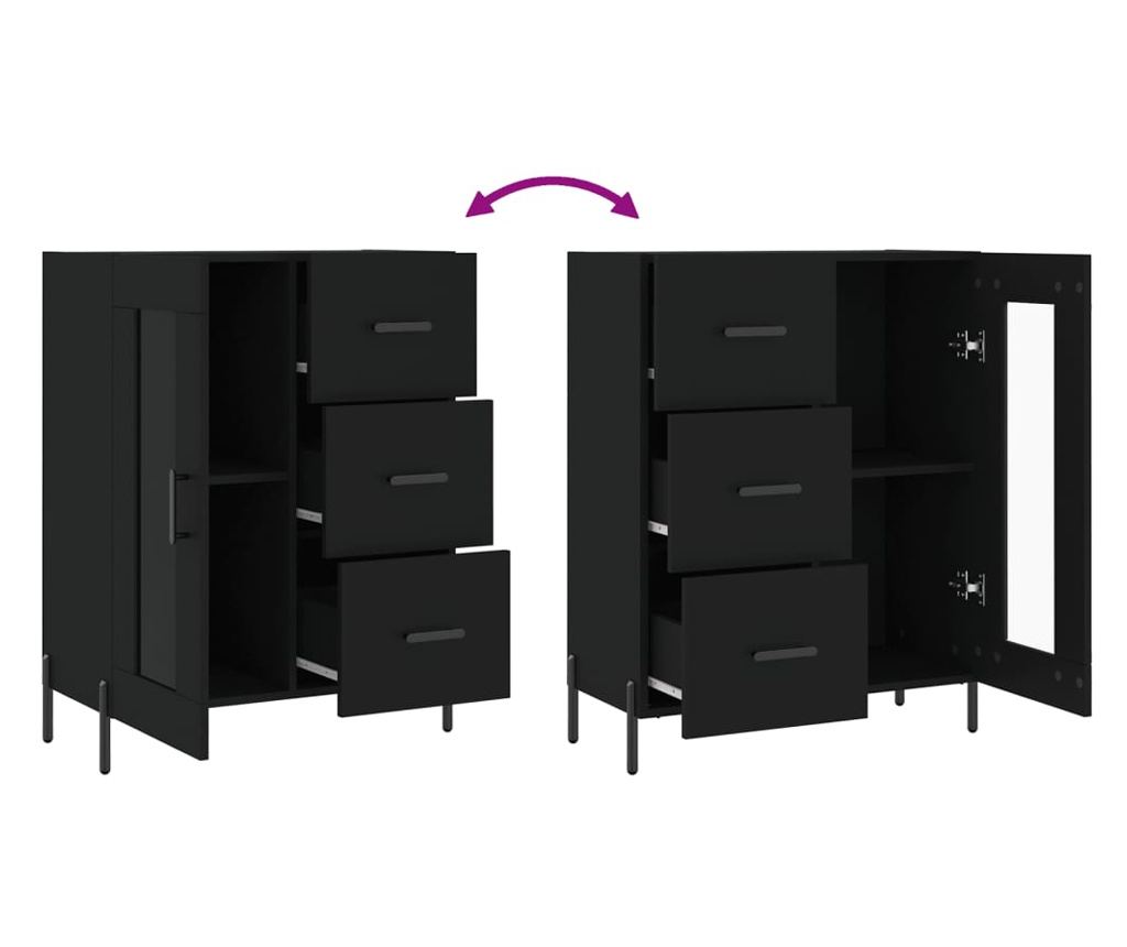 Ormarić za posuđe, crni, 69,5x34x90 cm, kompozitno drvo - 9