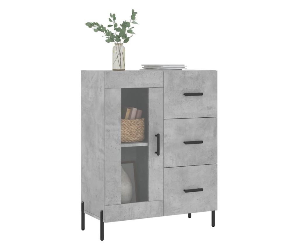 Komoda, betonsko siva, 69,5x34x90 cm, kompozitno drvo - 3