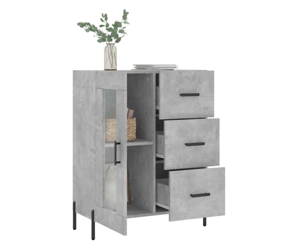Komoda, betonsko siva, 69,5x34x90 cm, kompozitno drvo - 4