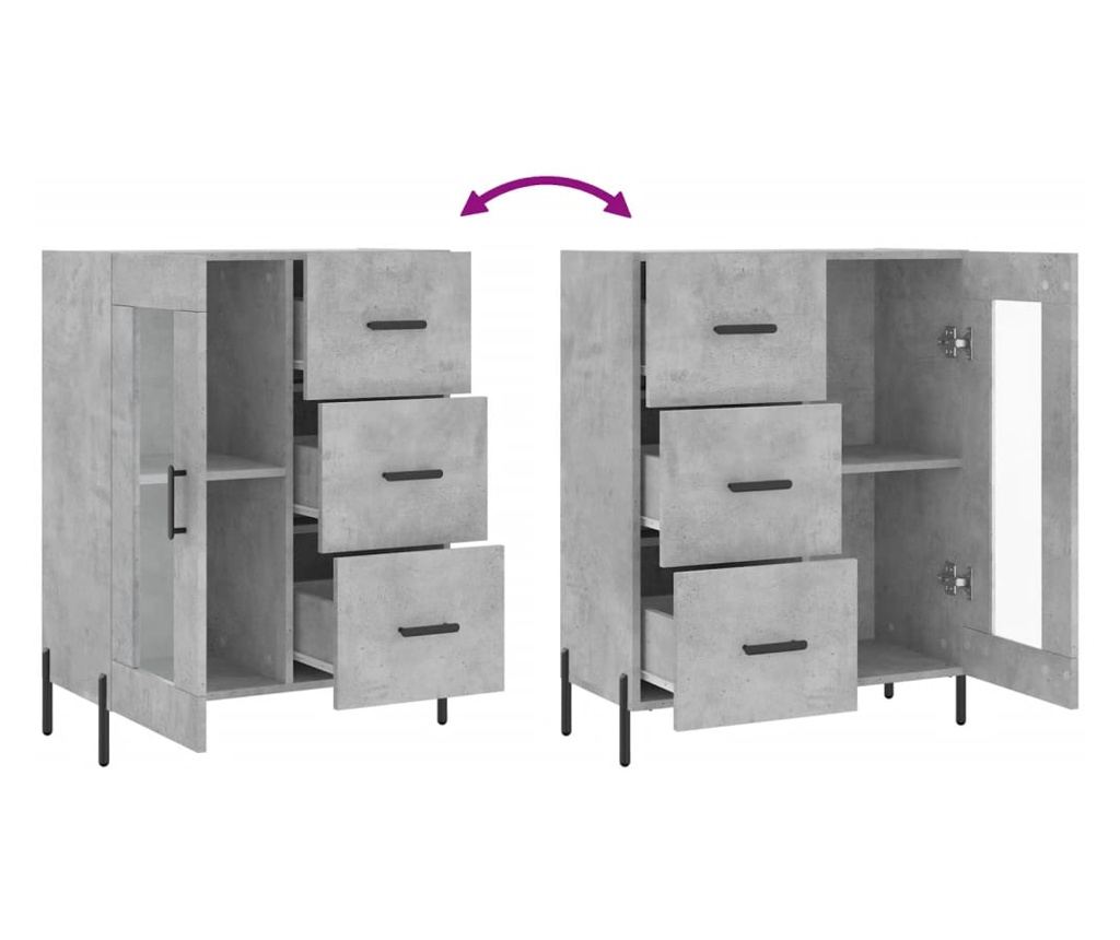 Komoda, betonsko siva, 69,5x34x90 cm, kompozitno drvo - 9