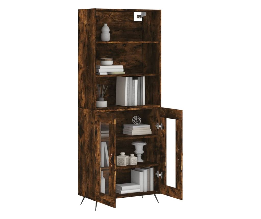 Visoka vitrina, dimljeni hrast, 69,5x34x180, kompozitno drvo - 3