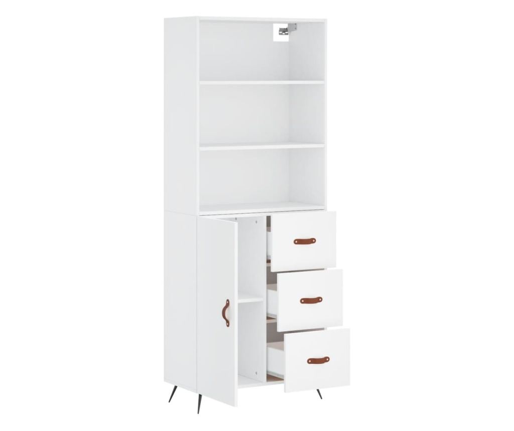 Visoki ormarić, bijeli, 69,5x34x180 cm, kompozitno drvo - 4