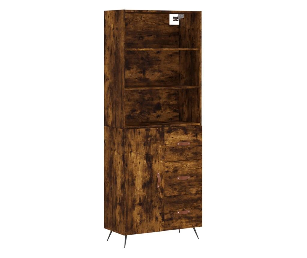 Visoka ormar, dimljeni hrast, 69,5x34x180, kompozitno drvo - 2