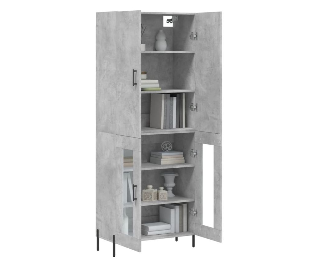 Visoki ormarić, betonsko siva, 69,5x34x180 cm, konstruirano drvo - 3