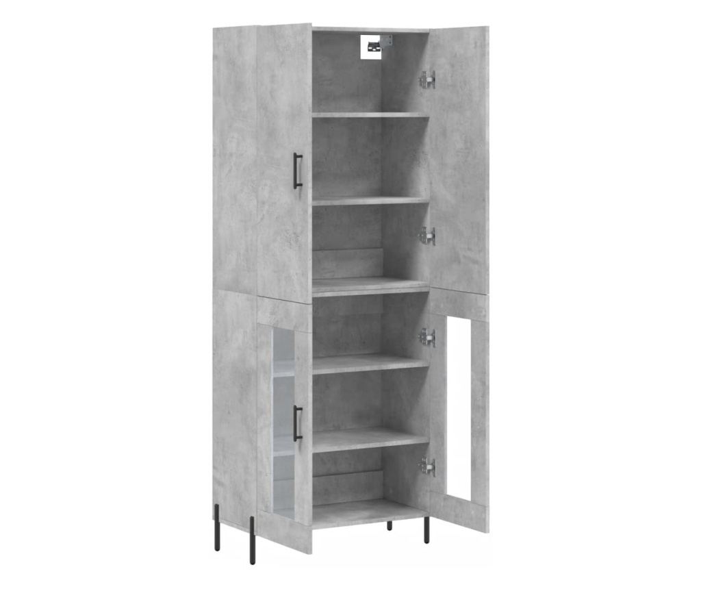 Visoki ormarić, betonsko siva, 69,5x34x180 cm, konstruirano drvo - 4