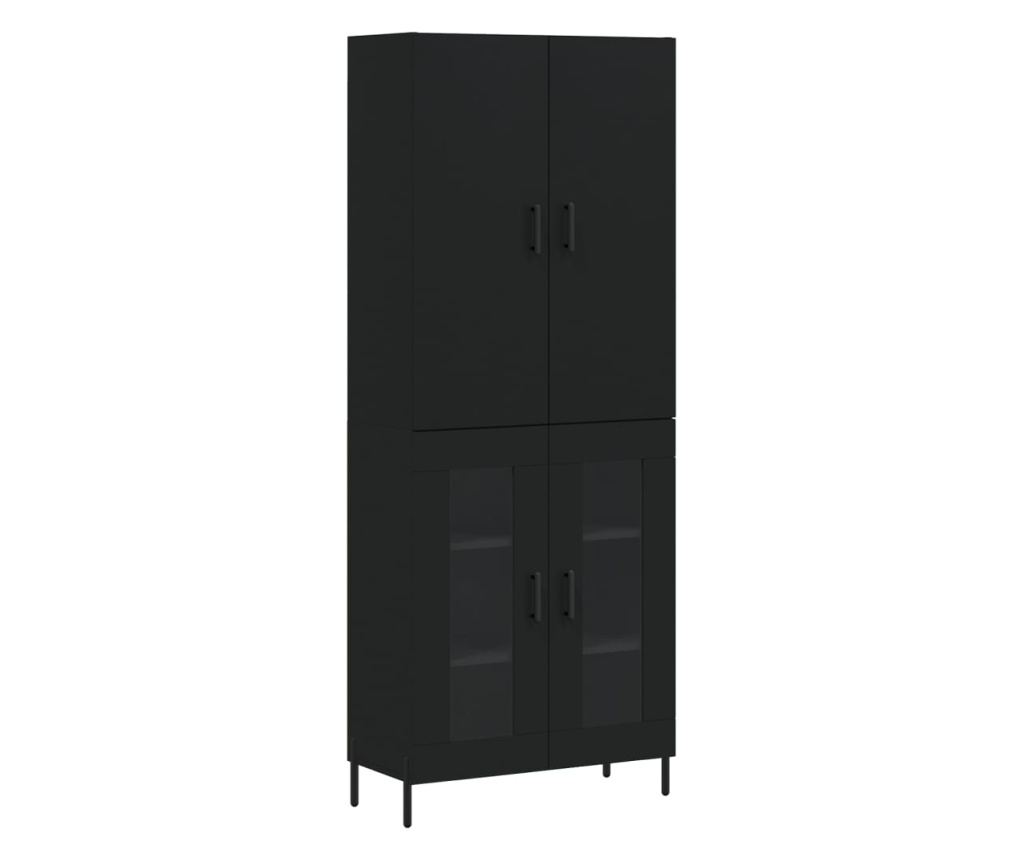 Visoka crna komoda, 69,5x34x180 cm, kompozitno drvo - 2
