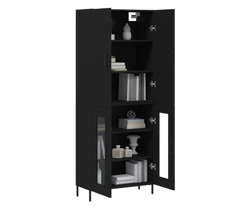 Visoka crna komoda, 69,5x34x180 cm, kompozitno drvo - 3