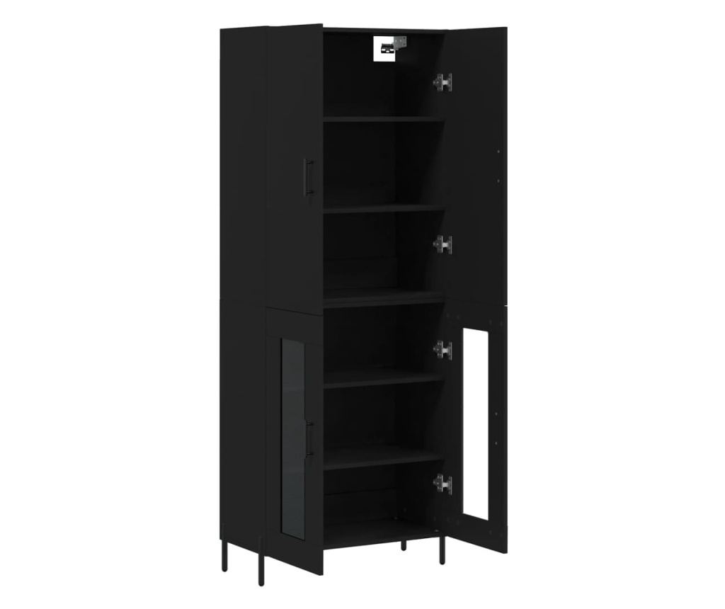 Visoka crna komoda, 69,5x34x180 cm, kompozitno drvo - 4