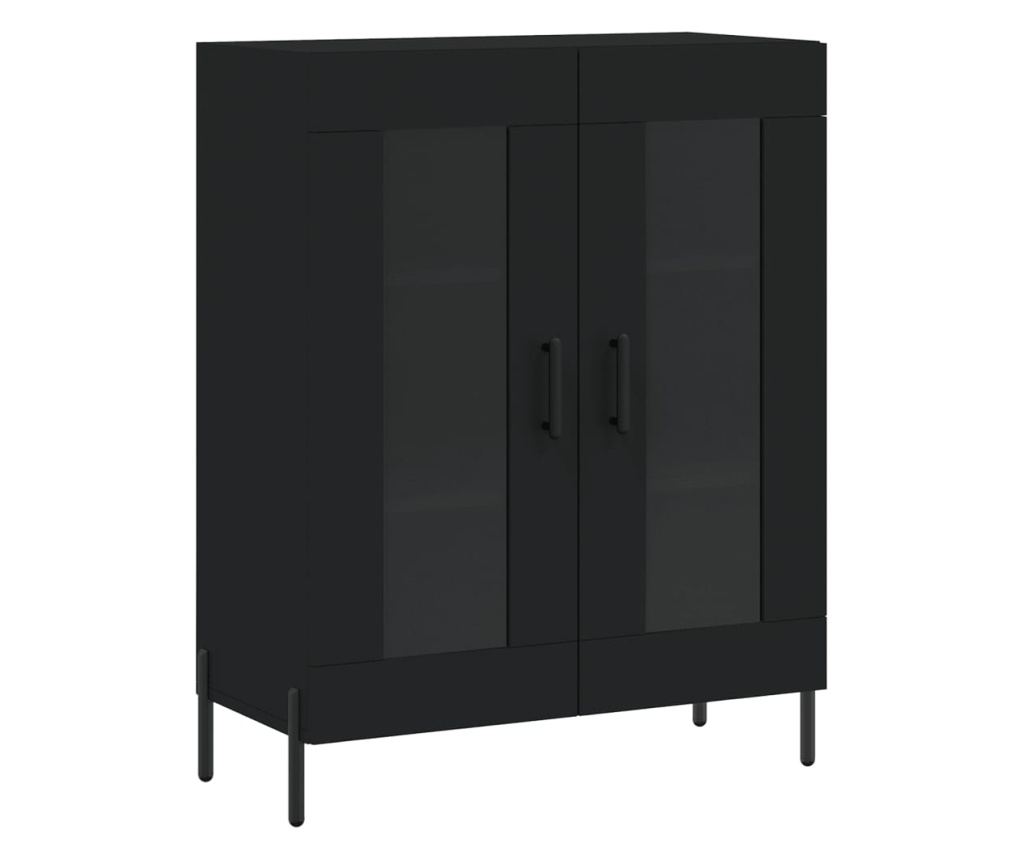 Visoka crna komoda, 69,5x34x180 cm, kompozitno drvo - 7