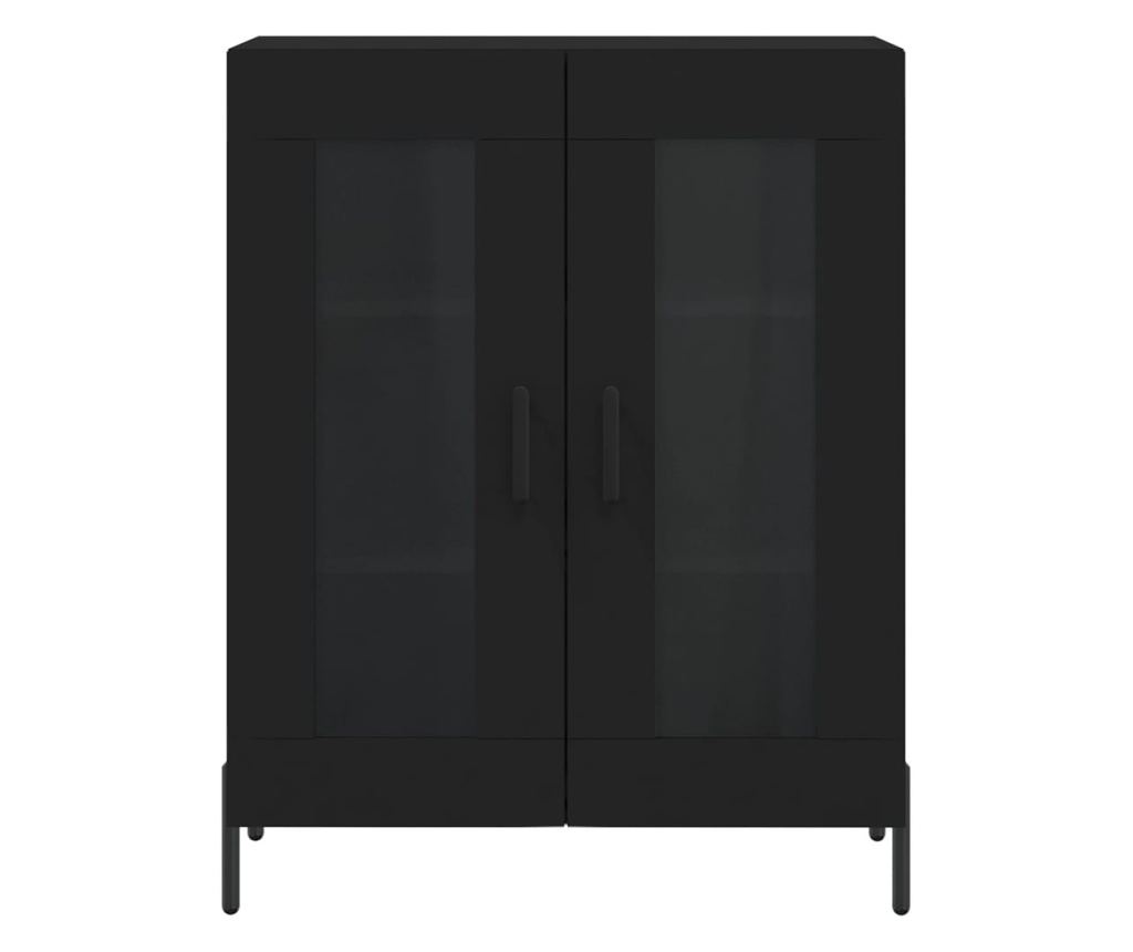 Visoka crna komoda, 69,5x34x180 cm, kompozitno drvo - 8