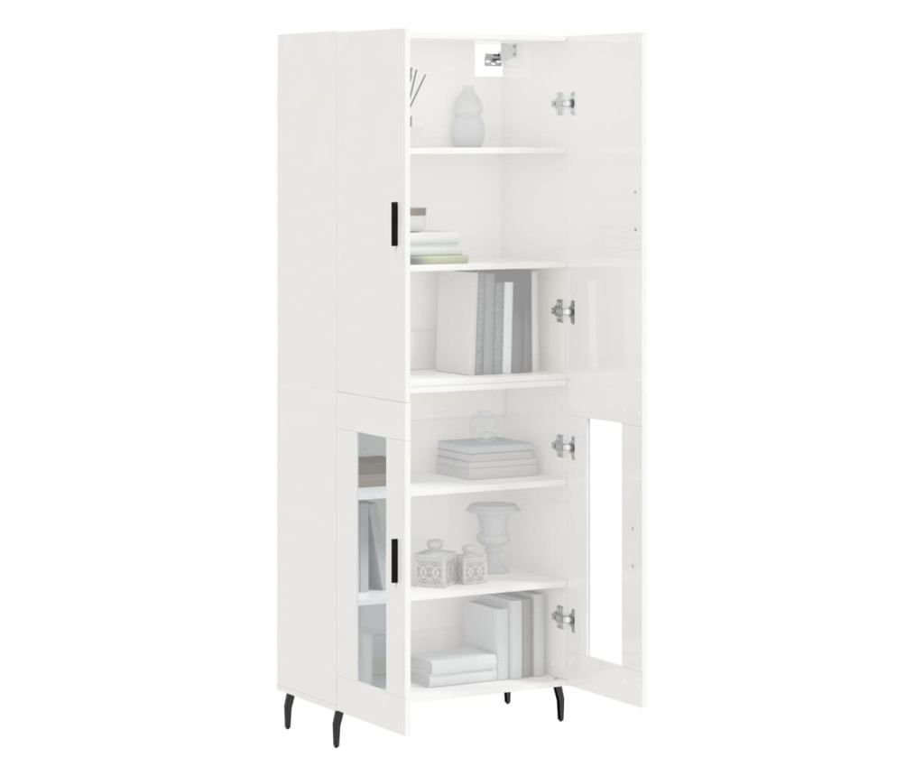 Visoka ormar, bijela visokog sjaja, 69,5x34x180 cm, kompozitno drvo - 3